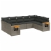 Set de muebles de jardín 9 pzas y cojines ratán sintético gris