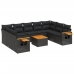 Set de sofás de jardín 10 pzas cojines ratán sintético negro