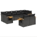 Set de sofás de jardín 8 piezas y cojines ratán sintético negro