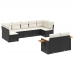 Set de sofás de jardín 8 piezas y cojines ratán sintético negro