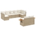 Set de sofás de jardín 9 pzas con cojines ratán sintético beige