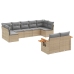 Set de sofás de jardín 9 pzas con cojines ratán sintético beige