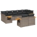 Set de muebles de jardín 9 pzas y cojines ratán sintético gris