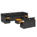 Set de sofás de jardín 10 pzas cojines ratán sintético negro