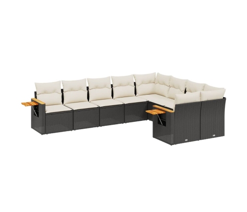 Set de sofás de jardín 8 piezas y cojines ratán sintético negro