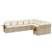 Set de sofás de jardín 9 pzas con cojines ratán sintético beige