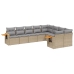 Set de sofás de jardín 9 pzas con cojines ratán sintético beige