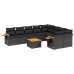 Set de sofás de jardín 10 pzas cojines ratán sintético negro
