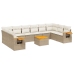 Set de sofás de jardín 11pzas con cojines ratán sintético beige
