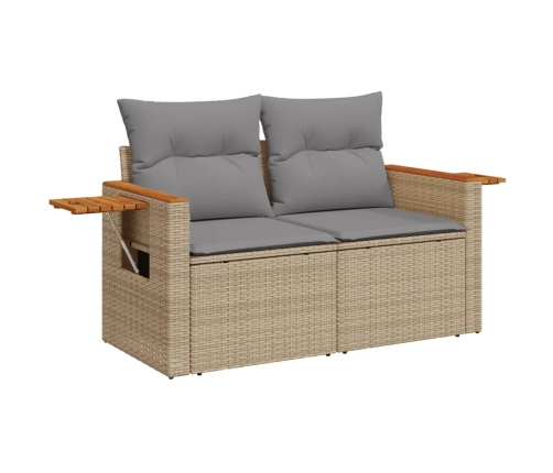Set de sofás de jardín 11pzas con cojines ratán sintético beige