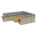 Set de sofás de jardín 11pzas con cojines ratán sintético beige