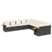 Set de sofás de jardín 10 pzas cojines ratán sintético negro