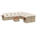 Set de sofás de jardín 11pzas con cojines ratán sintético beige