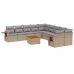 Set de sofás de jardín 11pzas con cojines ratán sintético beige