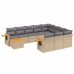 Set de sofás de jardín 11pzas con cojines ratán sintético beige