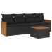 Set de muebles de jardín 5 pzas y cojines ratán sintético negro