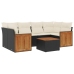 Set de comedor de jardín 7 pzas y cojines ratán sintético negro