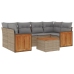 Set sofás de jardín 7 piezas y cojines ratán sintético beige