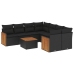 Set de sofás de jardín 8 piezas y cojines ratán sintético negro