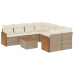 Set de sofás de jardín 9 pzas con cojines ratán sintético beige