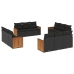 Set de sofás de jardín 12 piezas cojines ratán sintético negro
