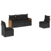Set de muebles de jardín 5 pzas y cojines ratán sintético negro