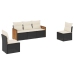 Set de muebles de jardín 5 pzas y cojines ratán sintético negro
