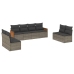 Set de sofás de jardín 8 pzas y cojines ratán sintético gris