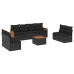 Set de sofás de jardín 8 piezas y cojines ratán sintético negro