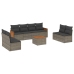 Set de muebles de jardín 9 pzas y cojines ratán sintético gris