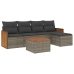 Set de muebles de jardín 6 pzas y cojines ratán sintético gris