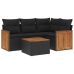 Set de muebles de jardín 5 pzas y cojines ratán sintético negro