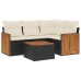 Set de muebles de jardín 5 pzas y cojines ratán sintético negro