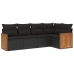 Set de muebles de jardín 5 pzas y cojines ratán sintético negro