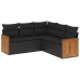 Set de muebles de jardín 5 pzas y cojines ratán sintético negro