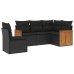 Set de muebles de jardín 5 pzas y cojines ratán sintético negro