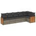 Set de muebles de jardín 6 pzas y cojines ratán sintético gris