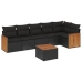 Set de comedor de jardín 7 pzas y cojines ratán sintético negro