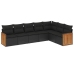 Set de comedor de jardín 7 pzas y cojines ratán sintético negro