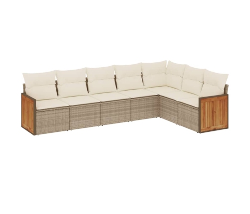 Set sofás de jardín 7 piezas y cojines ratán sintético beige