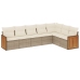 Set sofás de jardín 7 piezas y cojines ratán sintético beige