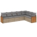 Set sofás de jardín 7 piezas y cojines ratán sintético beige