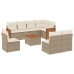 Set de sofás de jardín 9 pzas con cojines ratán sintético beige
