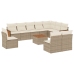Set de sofás de jardín 11pzas con cojines ratán sintético beige
