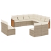 Set de sofás de jardín 11pzas con cojines ratán sintético beige