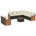 Set de sofás de jardín 10 pzas cojines ratán sintético negro
