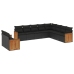 Set de sofás de jardín 10 pzas cojines ratán sintético negro