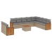 Set de sofás de jardín 11pzas con cojines ratán sintético beige