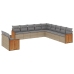 Set de sofás de jardín 11pzas con cojines ratán sintético beige