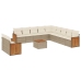 Set de sofás de jardín 12 pzas y cojines ratán sintético marrón